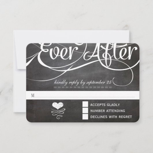 Chalkboard ooit na Initialen Typografie RSVP Kaartje (Voorkant)