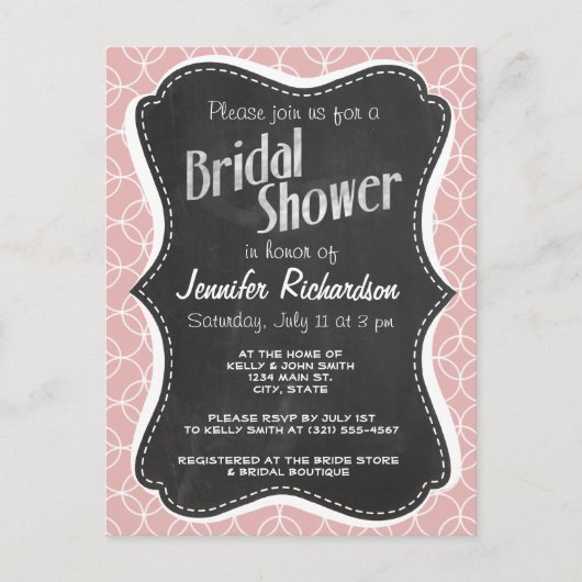  Chalkboard op Mauve Circles Uitnodiging Briefkaart (Voorkant)