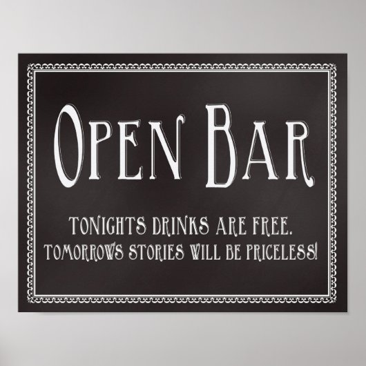 Chalkboard open bar Weddenschappen Poster (Voorkant)