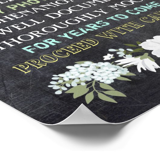 Chalkboard Open Bar Wedding Sign Floral Funny Poster (Hoek)