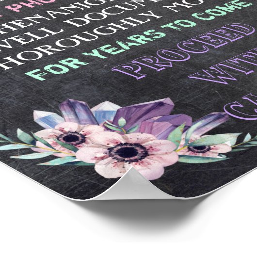 Chalkboard Open Bar Wedding Sign Floral Funny Poster (Hoek)