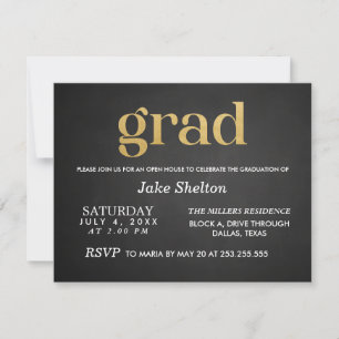 Chalkboard Open House Afstuderen Gold Afstudeerder Kaart