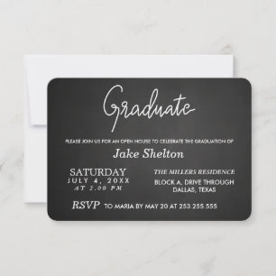 Chalkboard Open House Afstuderen   Handgeschreven  Kaart