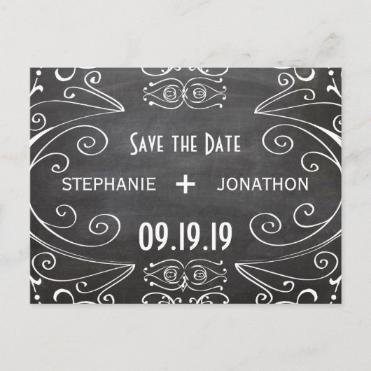 Chalkboard  Opslaan datum Aankondigingskaart (Voorkant)
