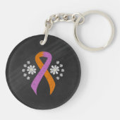 Chalkboard orchid and Oranje Awareness Ribbon Sleutelhanger (Achterkant)