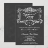 Chalkboard  Ornament Engagement Party Kaart (Voorkant / Achterkant)