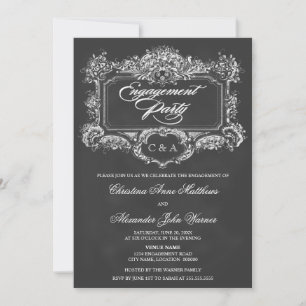 Chalkboard Ornament Engagement Party Kaart