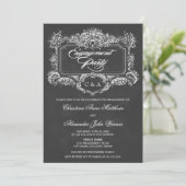 Chalkboard Ornament Engagement Party Kaart (Staand voorkant)