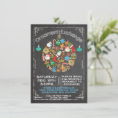 Chalkboard Ornament Exchange Invitation Kaart (Staand voorkant)