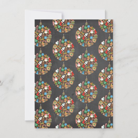 Chalkboard Ornament Exchange Invitation Kaart (Achterkant)