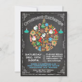 Chalkboard Ornament Exchange Invitation Kaart (Voorkant)