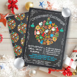 Chalkboard Ornament Exchange Invitation Kaart<br><div class="desc">Chalkboard Ornament Exchange Invitation Super schattig en leuk met een ornamenten bal gemaakt van kerstkoekiconen en krijttypografie allemaal op een krijtbordachtergrond. Handgetekende illustratie van McBoobo's. Kan gebruikt worden voor een cookie exchange of swap. Ga naar Deze sjabloon personaliseren om meer wijzigingen aan te brengen. Onderaan zie je "Wilt u dit...</div>