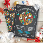 Chalkboard Ornament Exchange Invitation Kaart