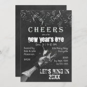 Chalkboard Oud en Nieuw Champagne Uitnodiging (Voorkant / Achterkant)