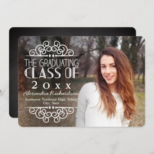 Chalkboard Overlay High School Photo Afstuderen Kaart (Voorkant / Achterkant)