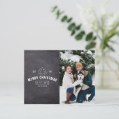 Chalkboard paar hond kerstvakantie fotokaart feestdagenkaart (Staand voorkant)