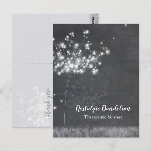 Chalkboard Paardebloem Business Dank u Briefkaart (Voorkant / Achterkant)