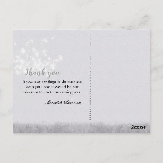 Chalkboard Paardebloem Business Dank u Briefkaart (Achterkant)