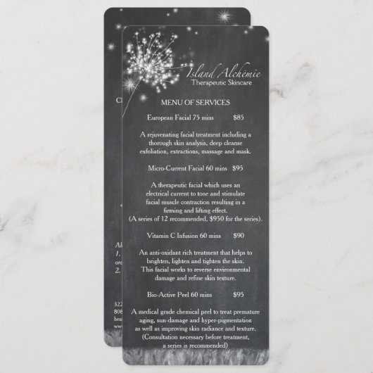 Chalkboard Paardebloemen Spa Zakelijk Menu (Voorkant / Achterkant)