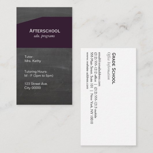 Chalkboard Paars paneel Visitekaartje (Voorkant / Achterkant)
