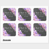 Chalkboard Paarse Bloemen Vrijgezellenfeest Favor Vierkante Sticker (Vel)