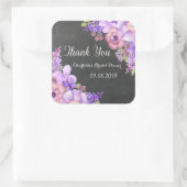 Chalkboard Paarse Bloemen Vrijgezellenfeest Favor Vierkante Sticker (Tas)