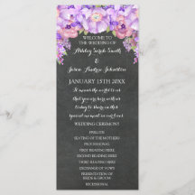 Chalkboard Paarse Lavendel Bloemen Trouwprogramma