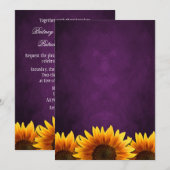 Chalkboard Paarse Sunflower Wedding Invitting Kaart (Voorkant / Achterkant)