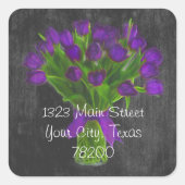 Chalkboard Paarse Tulips Adres label (Voorkant)