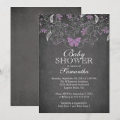 Chalkboard Paarse Vlinder Meisje Baby shower Kaart (Voorkant / Achterkant)