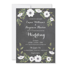 Chalkboard Painted Anemones - bruiloft uitnodiging