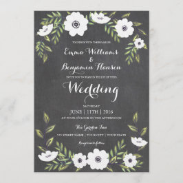 Chalkboard Painted Anemones - bruiloft uitnodiging