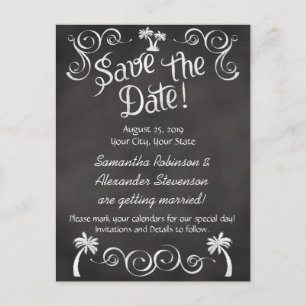 Chalkboard Palm Beach Weddenschap Save the Date Aankondigingskaart