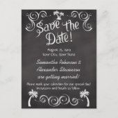 Chalkboard Palm Beach Weddenschap Save the Date Aankondigingskaart (Voorkant)