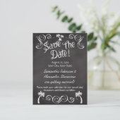 Chalkboard Palm Beach Weddenschap Save the Date Aankondigingskaart (Staand voorkant)