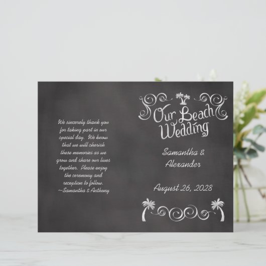 Chalkboard Palm Beach Wedding Program (Staand voorkant)