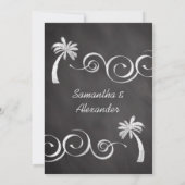 Chalkboard palm Tree Beach Weddenschap Kaart (Achterkant)