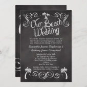 Chalkboard palm Tree Beach Weddenschap Kaart (Voorkant / Achterkant)