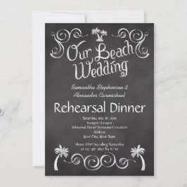Chalkboard PalmTree Beach Wedding Rehearsal Dinner Kaart