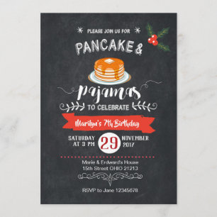 Chalkboard Pancake and Pajamas Birthday Invitation Kaart