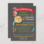 Chalkboard Pancakes en Pajamas Birthday Party Kaart (Voorkant / Achterkant)