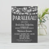 Chalkboard Paralegal Graduation Party Invitation Kaart (Staand voorkant)