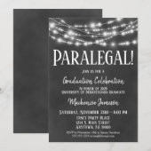 Chalkboard Paralegal Graduation Party Invitation Kaart (Voorkant / Achterkant)