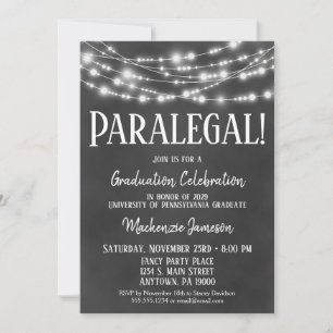 Chalkboard Paralegal Graduation Party Invitation Kaart