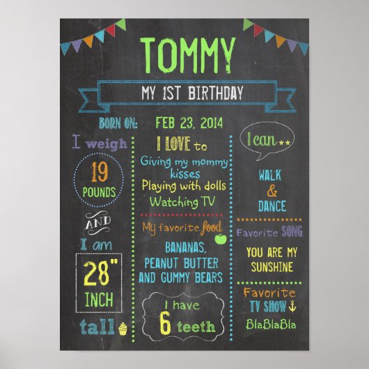 Chalkboard Party gepersonaliseerde boycot poster (Voorkant)