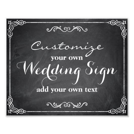 Chalkboard - Pas uw eigen trouwbord aan - Foto Afdruk (Voorkant)