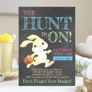 Chalkboard Pastel Bunny Rabbit Easter Hunt Kaart