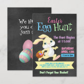 Chalkboard Pastel Bunny Rabbit Easter Hunt Kaart (Voorkant / Achterkant)