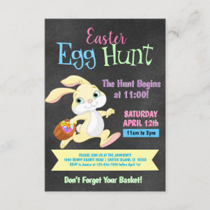 Chalkboard Pastel Bunny Rabbit Easter Hunt Kaart