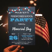 Chalkboard Patriotic Lights Feestuitnodiging Kaart